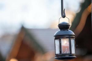 street lamp in medieval italian village photo