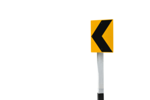 Left arrow sign on pole, Concept for traffic sign at night. png