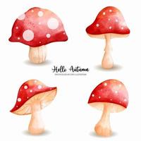 Thanksgiving autumn elements, mushroom watercolor, Thanksgiving Vector illustration