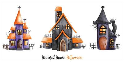 Happy Halloween. Halloween Haunted house with full moon. Halloween element. Halloween decoration vector