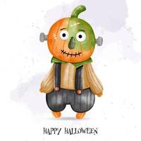 Halloween kids costumes. Happy Halloween, watercolor vector illustration