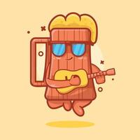 cool beer wooden tankard character mascot playing guitar isolated cartoon in flat style design vector