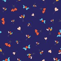 Seamless pattern with flying colourful balloons in the shape of hearts and words love shape with winged hearts and love alphapet on bright blue background. Cheerful pattern. vector