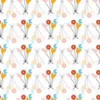 Lovely childish seamless pattern with with colourful tied balloons in the shape of love lettering, alphabet. Hand drawn vector illustration. Cheerful pattern.