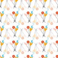 Lovely childish seamless pattern with with colourful tied balloons in the shape of love lettering, alphabet. Hand drawn vector illustration. Cheerful pattern.