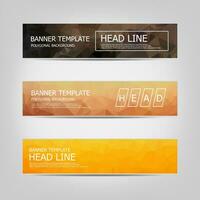 Vector banners collection with abstract multicolored polygonal mosaic backgrounds. Business design templates. Modern banners with geometric shapes background.