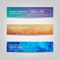 Vector banners collection with abstract multicolored polygonal mosaic backgrounds. Business design templates. Modern banners with geometric shapes background.