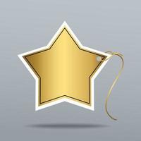 Star gold metal sticker. Gold sticker label contains slogan of number one quality. Golden Mockups vector