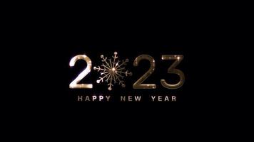 2023 feliz año nuevo con copos de nieve sobre fondo negro video