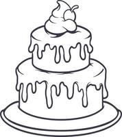 Delicious birthday cake silhouette illustration vector