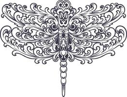 Classic flourish insect ornament silhouette vector