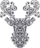 Deer head elegant ornament silhouette vector