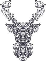 Deer head luxury ornament monochrome vector