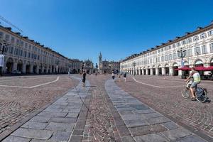 TURIN, ITALY - June 17 2017 -  Tourist in Piazza San Carlo on sunny day. photo