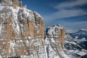 Dolomites aerial sky view taken from Helicopter in winter photo