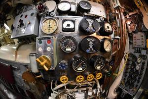 BALTIMORE, USA - JUNE 21 2016 - inside TORSK ii world war submarine view detail close up photo