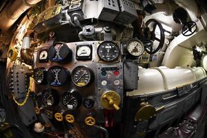 BALTIMORE, USA - JUNE 21 2016 - inside TORSK ii world war submarine view detail close up photo