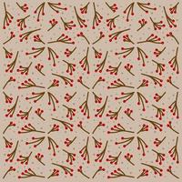 Vector illustration snowberry pattern. Beautiful twigs with berries.