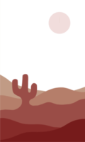 desierto y cactus en una ilustración de paisaje minimalista. matiz de puesta de sol y amanecer en color de tono tierra. ilustración de diseño contemporáneo de moda. png