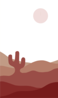 desert and cactus in minimalist landscape illustration. sunset and sunrise nuance in earth tone color. trendy contemporary design illustration. png