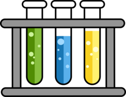 laboratory equipment in a flat design drawing. beaker and flask illustrations. objects for educational design elements. png