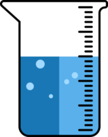 equipo de laboratorio en un dibujo de diseño plano. ilustraciones de vasos de precipitados y matraces. objetos para elementos de diseño educativo. png