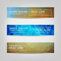 Set of vector business card templates. polygonal style banner design. abstract low poly background