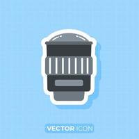 icono de lente de cámara, lente ojo de pez, elemento de diseño plano. vector