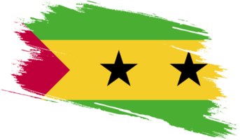 Sao Tome and Principe flag in grunge style png