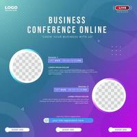 Business conference online webinar square flyer template vector