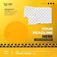 Promotion sale instagram template with wall and shadows concept vector