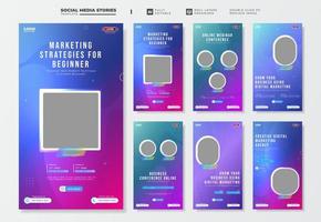 Digital marketing live webinar social media stories template vector