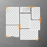 Photo frame with paper crop and textured wall background template vector