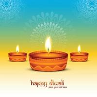 Elegant happy diwali decorative celebration colorful card design vector