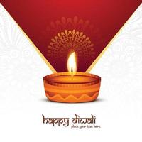 Traditional indian festival diwali with lamp card background vector