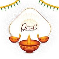 Traditional indian festival diwali with lamp card background vector