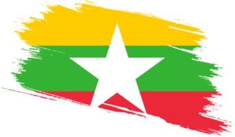 Myanmar flag with grunge texture png