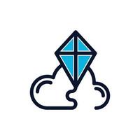 kite cloud line logotipo creativo moderno vector
