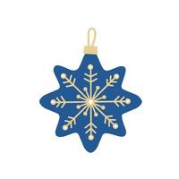Christmas toy for the Christmas tree, blue star with snowflake. Traditional symbol of the holiday vector