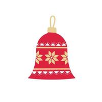 Christmas toy for the Christmas tree, red bell. Traditional symbol of the holiday vector