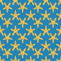 Starfish in the sea. Simple print. Seamless pattern, vector illustration