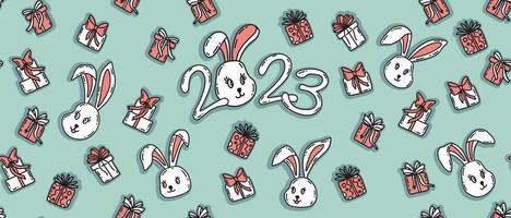 2023 new year. Rabbit head cartoon vector illustration.