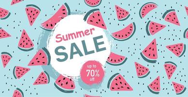 Summer sale, Watermelon slice hand drawn illustration. vector