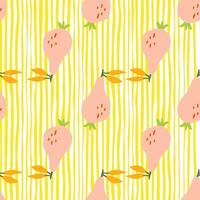 Hand drawn pears seamless pattern. Fruits botanical backdrop. vector