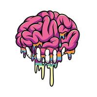 mano cerebro arco iris streetwear dibujos animados vector