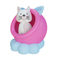 3d carino gatto Casa png