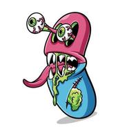 Pill Monster Streetwear Cartoon vector