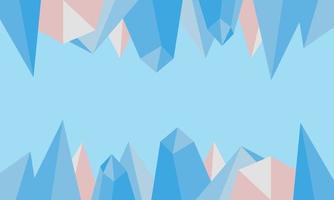 Abstract winter background with crystals on the top and bottom side. vector illustration