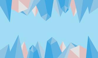 Abstract winter background with crystals on the top and bottom side. vector illustration