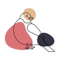 Bullfinch in the style of line art with colored spots. vector illustration